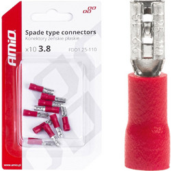 Amio - ΦΙΣΑΚΙΑ ΘΗΛΥΚΑ ΚΟΚΚΙΝΑ FDD1 1,25-110 /10A/ 3,8mm ΑΜΟ - 10 ΤΕΜ. (03060/AM)