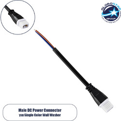GLOBOSTAR(R) WWCONNECTOR 90703 2 Pin Σύνδεσμος Τροφοδοσίας για Wall Washers & Προβολείς με Είσοδο 2 x 0.5mm2 & Έξοδο 1 x Αρσενικό Βύσμα Αδιάβροχο IP65 - Μαύρο - Μ11 x Π2 x Υ1.2cm