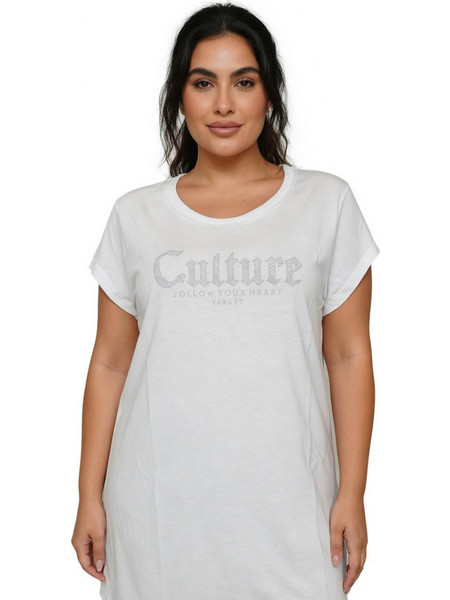 ΓΥΝΑΙΚΕΙΟ ΒΑΜΒΑΚΕΡΟ T-SHIRT ΣΕ ΓΡΑΜΜΗ Α 426 TARGET CULTURE S26/65308-01 - ΛΕΥΚΟ