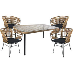 ArteLibre Ampius Σετ Τραπεζαρία Κήπου Rattan 5τμχ 14990303
