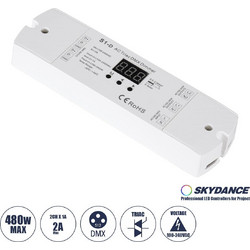 GLOBOSTAR SKYDANCE-S1-D 70671 AC Trailing Edge DMX Dimmer με 2 x 1A 240W Κανάλια AC 220-240V 2A 480W Max IP20 - DMX512 & RDM - Μ16.7 x Π5 x Υ2.4cm