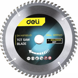 DELI δίσκος κοπής ξύλου DH-MJP185-E1, 60 δόντια, 185mm, 8200rpm
