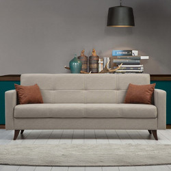 Papatya Polya Τριθέσιος Καναπές Κρεβάτι Μπεζ 205x75x86cm