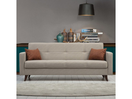 Papatya Polya Τριθέσιος Καναπές Κρεβάτι Μπεζ 205x75x86cm