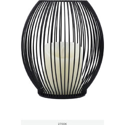 GloboStar(R) CADLE 76496 Διακοσμητικό Realistic Κερί με LED Εφέ Κινούμενης Φλόγας - Μπαταρίας 2 x AA (Δεν Συμπεριλαμβάνονται) & Ασύρματο Χειριστήριο IR Θερμό Λευκό 2700K Dimmable Μαύρο Φ16 x Υ18cm