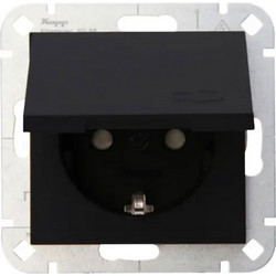 Πρίζα Ρεύματος Μονή Με Καπάκι HK07 16A 250V Black Kopp