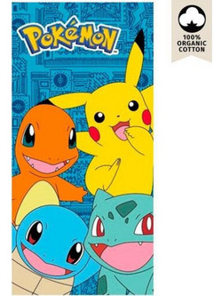 Nintendo Pokemon Pikachu & Starters Παιδική Πετσέτα Θαλάσσης Μπλε 70x140cm