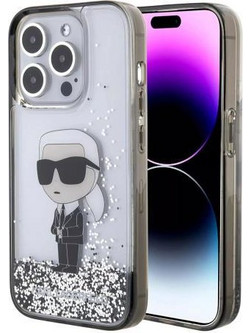 Θήκη TPU Karl Lagerfeld Apple iPhone 15 Pro Hardcase Liquid Glitter Ikonik Διάφανο N67739
