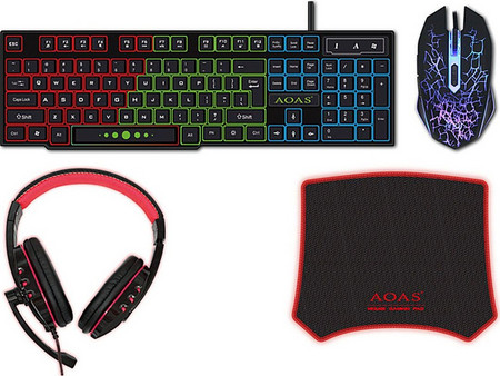 AS-1088 Σετ Gaming Πληκτρολόγιο RGB Black