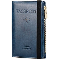 RFID Signal Block Passport & Credit Card Case Θήκη Καρτών και Διαβατηρίου Με Φερμουάρ - Μπλε ΟΕΜ