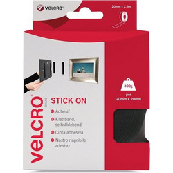 Velcro Stick On Tape 20mm X2,5M Μαύρη