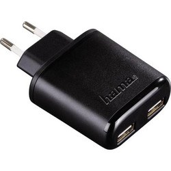 HAMA 123539 AUTO-DETECT USB DUAL CHARGER FOR TABLETS 5V/3.4A BLACK