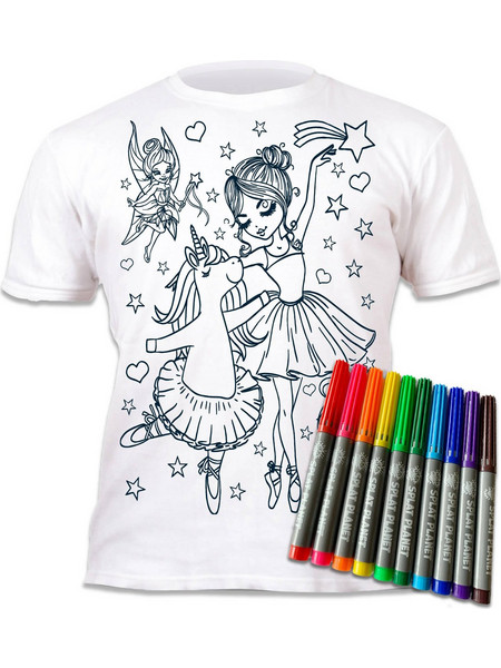 Splat Planet Πλενόμενο T-Shirt Ζωγραφικής Unicorn Ballerina με Μαρκαδόρους 7-8 Ετών