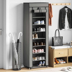 vidaXL Παπουτσοθήκη Υφασμάτινη Γκρι Μ57xΠ29xΥ162cm 282432