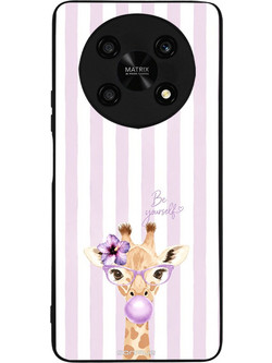 Sonique Stripe Stories Series Θήκη (Honor Magic4 Lite 5G) Λιλά- Καμηλοπάρδαλη με Τσιχλόφουσκα