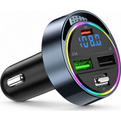 FM Transmitter Αυτοκινήτου Bluetooth με RGB Φωτισμό & Hands-Free P41 - Μαύρο
