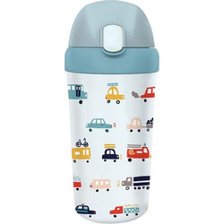 Chic Mic Bioloco Plant Cars Παιδικό Μπουκάλι Πλαστικό BPA Free με Καλαμάκι Μπλε Λευκό 400ml