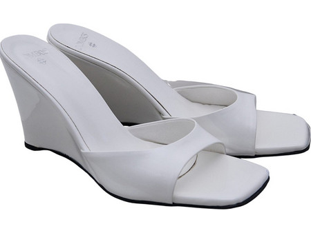 Combos Knitwear Mules από Λουστρίνι με Τακούνι σε Λευκό Χρώμα