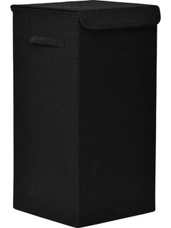 Καλάθι Απλύτων Αναδιπλούμενο MDF Black Με Υφασμάτινη Επένδυση MRShome (350 Μήκος x 600 Ύψος x 350 Πλάτος) 1Τεμ