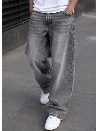 GUF Ανδρικό Τζιν Παντελόνι Baggy Γκρι Y631