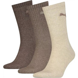 Puma Ανδρικές Κάλτσες Ψηλές Καφέ Μπεζ Σοκολατί 3Pack 880355