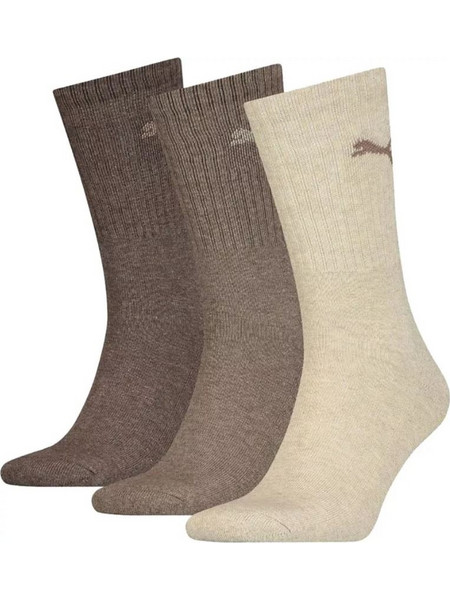 Puma Ανδρικές Κάλτσες Ψηλές Καφέ Μπεζ Σοκολατί 3Pack 880355