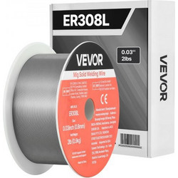 Σύρμα συγκόλλησης VEVOR Solid MIG, ER308L 0,8mm 0,9kg, Σύρμα συγκόλλησης από ανοξείδωτο χάλυβα χαμηλής πιτσιλίσματος με υψηλή δυνατότητα τροφοδοσίας για συγκόλληση με θωράκιση αερίου σε όλες τις θέσει