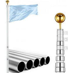 VEVOR Flag κοντάρι, 9,14 m Κιτ τηλεσκοπικού κοντάρι σημαίας βαρέως τύπου για εξωτερικό σπίτι στο έδαφος, εξαιρετικά παχύ κιτ κοντάρι σημαίας αλουμινίου εξωτερικού χώρου με μανίκι εδάφους PVC για αυλή,