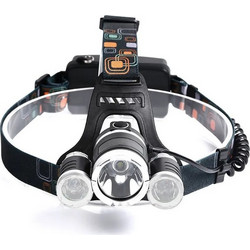 Explorer Beam - Φακός Κεφαλής Τρίφωτος LED Επαναφορτιζόμενος Μαύρος Πλαστικό - Μεταλλικό Ρυθμιζόμενος με 2 x 18650 Μπαταρίες - Ψυχρό Λευκό 6000K