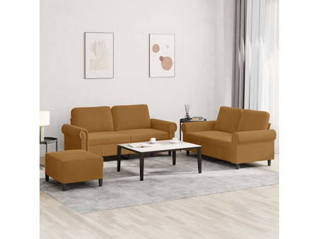 vidaXL Σετ Σαλονιού 2 Τεμαχίων Βελούδινο 120x50 εκ. - Καφέ, με-υποπόδιο