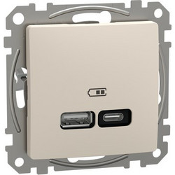 Sedna πρίζα φόρτισης USB τύπου A+C 21W μπεζ