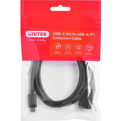 Cable adapter Unitek (C476BK-1M) USB-C (M) - USB-A (F) 10Gbps 60 W C476BK-1M