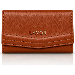 Lavor Μεγάλο Δερμάτινο Γυναικείο Πορτοφόλι RFID με Φερμουάρ Καφέ 1-6019