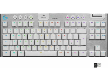 Logitech G915 Lightspeed TKL Ασύρματο Μηχανικό Gaming Πληκτρολόγιο TenKeyLess με GL Tactile Διακόπτες RGB White