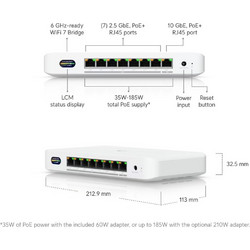 Ubiquiti UDB-Switch, UniFi Switch, 7x2.5GbE PoE+ 1x10GbE PoE+ 35-185W PoE Budget with Wi-Fi 7 bridge (UDB-Switch)