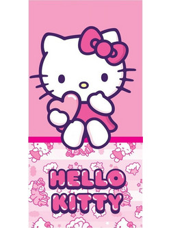 Hello Kitty Pinky Heart Πετσέτα Μπάνιου & Θαλάσσης Γρήγορου Στεγνώματος 100% Πολυεστέρας 70x140 εκ