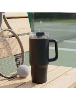 Κούπα Θερμός Με Λαβή & Καλαμάκι 600ml F-V Alex 213566 Black