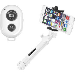 Combo selfie stick με τρίποδο και τηλεχειριστήριο bluetooth λευκό - OEM