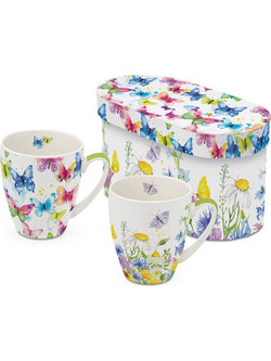 Κούπες Butterfly & Flowers (Σετ 2Τμχ) 160103076 350ml Multi Paperproducts Design Bone China