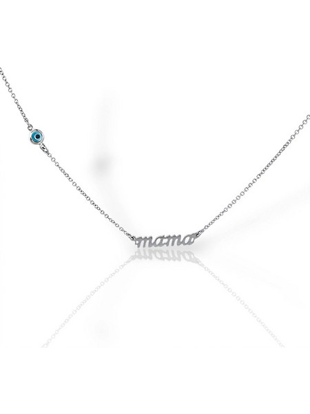 Λευκόχρυσο Κολιέ 9Κ με το Μοτίβο MAMA (AL008341)