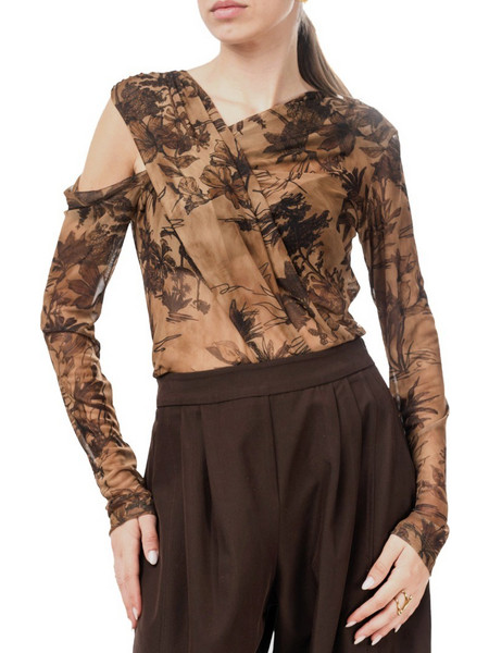 ΜΠΛΟΥΖΑ MOUTAKI CTHRU OFF SHOULDER PRINT OLIVE