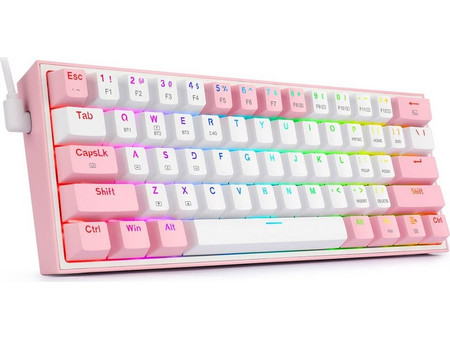 Redragon Fizz Pro K616 Μηχανικό Gaming Πληκτρολόγιο 60% με Custom Red Διακόπτες RGB White