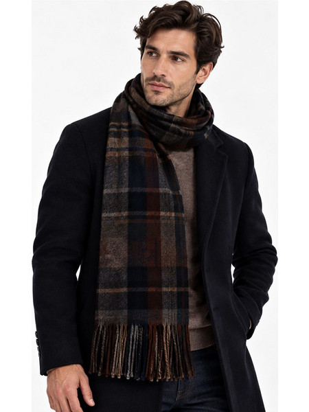Tiffosi κασκόλ unisex καρό Καφέ