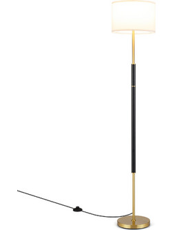 Costway Επιδαπέδιο Φωτιστικό 165 cm με Λινό Καπέλο, Ντουί E27 και Ποδοδιακόπτη, 165 x 25 x 25 cm EU10186DE-DK