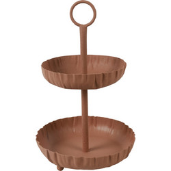 Beauty Home Δίσκος 2όροφος μεταλλικός terracotta 25x40cm