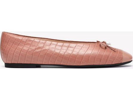 Clarks Befana Bow Ballerinas Croco Leather Pink