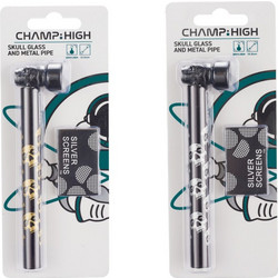 Champ High Skull Glass & Metal Pipe 12.5cm