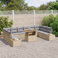 vidaXL Σετ Σαλόνι Κήπου Rattan 11τμχ Μπεζ 3350107
