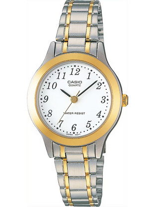 Casio Γυναικείο Ρολόι με Ασημί Χρυσό Μεταλλικό Μπρασελέ LTP-1128G-7B
