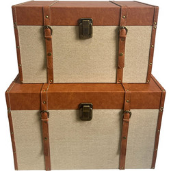 Rind Μπαουλα Set 2Τμχ Μπεζ Καφε 64x40xh40cm - Liberta - Μπεζ - Καφε